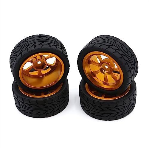 KLAPR Für 144001 144010 124007 124016 124019 A959 A959-B 4 Stück 65 mm Gummireifen Metallfelge 12 mm Hex RC Auto Upgrade Teile (Giallo) von KLAPR
