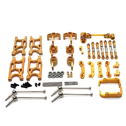 KLAPR Für 144010 144001 144002 124017 124016 124018 124019 RC Car Metall Upgrade Teile, modifiziertes 12-teiliges Set (Gold) von KLAPR