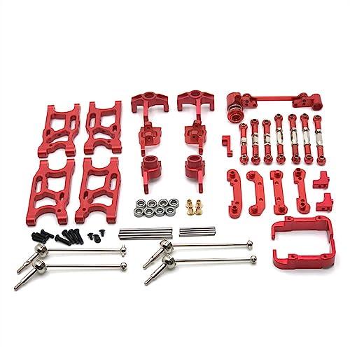KLAPR Für 144010 144001 144002 124017 124016 124018 124019 RC Car Metall Upgrade Teile, modifiziertes 12-teiliges Set (Rosso) von KLAPR