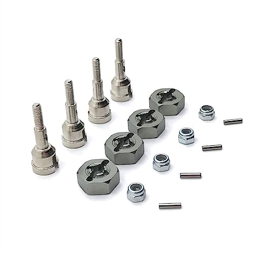 KLAPR Für A949, A959, A959-B, A969, A979, K929, Metall-Antriebswellen-Radachsenbecher und 12-mm-Rad-Sechskant-Adapter, 1/18 RC-Auto-Upgrade-Teile (Szary) von KLAPR