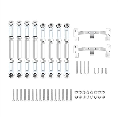 KLAPR Für C14 C24 MN D90 MN99S Metall Chassis Link Rod Zugstange Gestänge und Spurstangenhalterung Halter RC Autoteile Zubehör (WPL Silber) von KLAPR