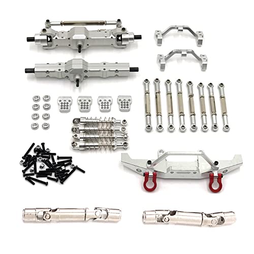 KLAPR Für Feiyu FY003-5A Modell C14 C24 1/16 RC Auto-Upgrade-Teile, Metallachse, Frontstoßstange und andere Modifikationssets (Silber) von KLAPR