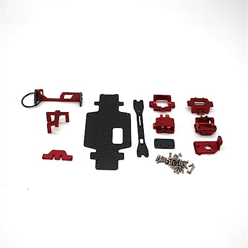 KLAPR Für K989 284131 RC 1/28 Auto-Kohlefaser-Chassis, Batteriefach im zweiten Stock, Po-Metallteile (Rosso) von KLAPR