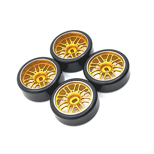 KLAPR Für LKW, 1/28 RC Auto-Ersatzteile, Metall, Upgrade, 27 mm, zwei Breiten, zwei schmale Drift-Rad-Reifen (Giallo) von KLAPR