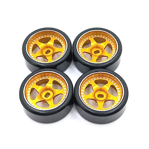 KLAPR Für LKW, 1/28 RC Auto Ersatzteile Metall Upgrade 27 mm Drift Wheel Reifen (Giallo) von KLAPR