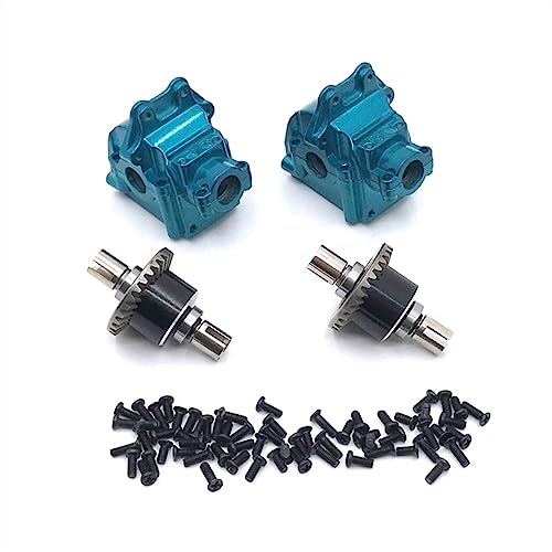 KLAPR Für WLtoys 144010 144001 144002 124016 124017 124018 124019 Automobil-Metall-Upgrade-Teile, Getriebe, 2 Differentiale x 2 (blau) von KLAPR