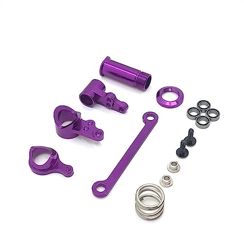 KLAPR Für Wltoys 144001, 144002, 144010, 124016, 124018, 124019, Metall-Lenkkomponenten, Lenkmontage, RC-Auto-Upgrades, Teile (lila) von KLAPR