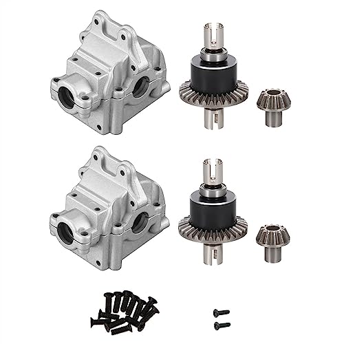 KLAPR Für Wltoys 144001 144002 144010 124007 124016 124017 124018 124019 Metallgetriebegehäuse und Differential-Upgrade-Teile (Silber, 2 Set) von KLAPR