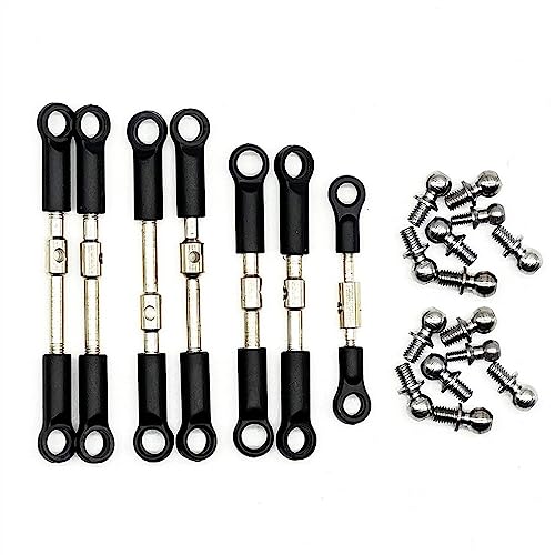 KLAPR Für Wltoys 144001 144002 144010 124016 124017 124018 124019 7-teiliges Spurstangen-Gestänge vorne hinten Servo Link Rod Set RC Auto Ersatzteile (B) von KLAPR