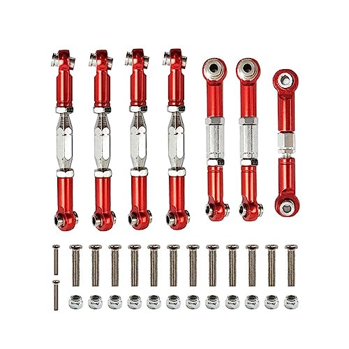 KLAPR Für Wltoys 144001 144010 124007 124016 124016 124017 124019 Metall vorne hinten Spurstange Gestänge Servo Link Rod Set RC Auto Upgrade Teile (Rosso) von KLAPR