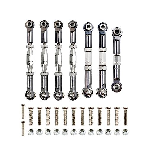 KLAPR Für Wltoys 144001 144010 124007 124016 124016 124017 124019 Metall vorne hinten Spurstange Gestänge Servo Link Rod Set RC Auto Upgrade Teile (Szary) von KLAPR