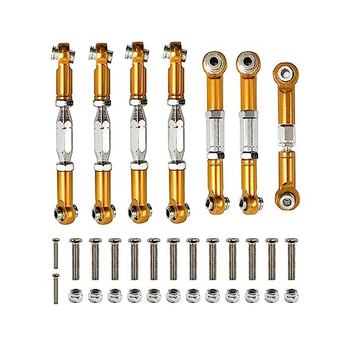 KLAPR Für Wltoys 144001 144010 124007 124016 124016 124017 124019 Metall vorne hinten Spurstange Gestänge Servo Link Rod Set RC Car Upgrade Teile (Giallo) von KLAPR