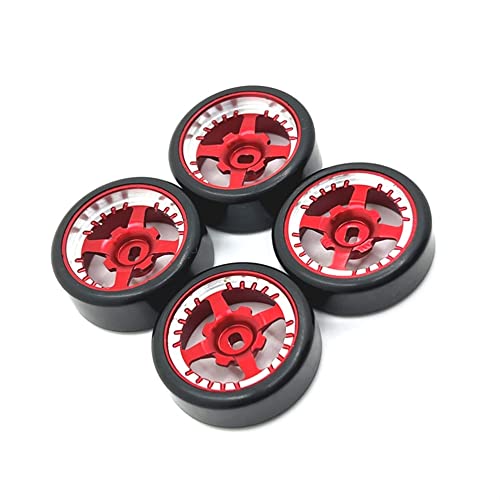 KLAPR Geeignet für 1/28 RC Auto-Ersatzteile, Metall, Upgrade, 27 mm, zwei Breiten, zwei schmale Drift-Rad-Reifen (Rosso) von KLAPR