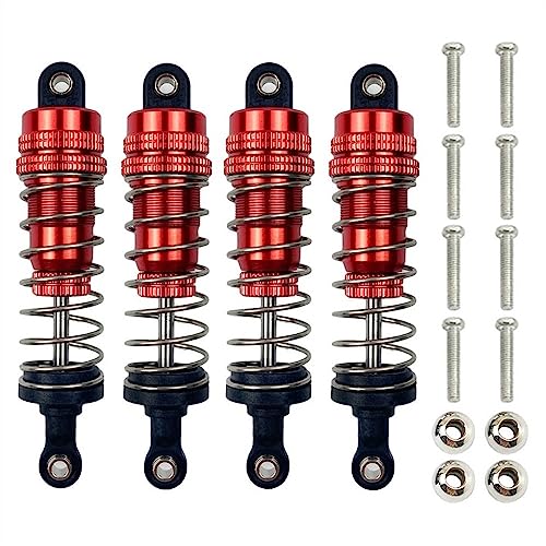 KLAPR Metall-Dämpfer für 144001 144002 144010 124016 124018 124019 RC Autoteile Zubehör (4 Stück, rot) von KLAPR
