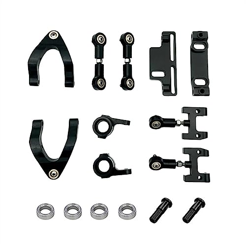 KLAPR Metall-Lenkbecher, oberer unterer Schwingensitz, Lenkschieber, Drehblock für WPL D12 D42 RC Auto-Ersatzteile Upgrade (Nero) von KLAPR