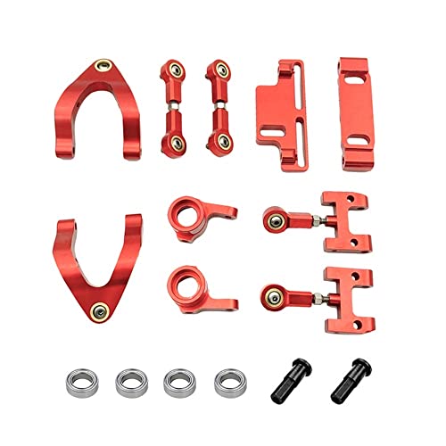 KLAPR Metall-Lenkbecher, oberer unterer Schwingensitz, Lenkschieber, Drehblock für WPL D12 D42 RC Auto-Ersatzteile Upgrade (Rosso) von KLAPR