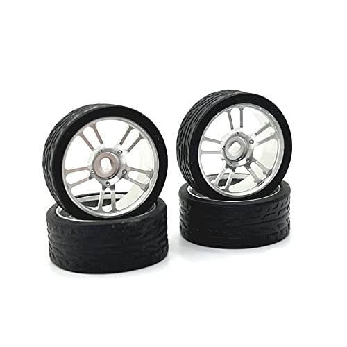 KLAPR Metall-Upgrade, zwei breite und zwei schmale, 26,5 mm Außendurchmesser, Rennrad, für Auto 1/28 RC Autoteile (Silber) von KLAPR