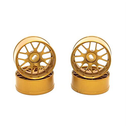 KLAPR RC01 MI NI Auto-Upgrade-Ersatzteile für ferngesteuertes Auto, 22,5 mm Breite vorne und hinten schmale Metallräder (Gold) von KLAPR
