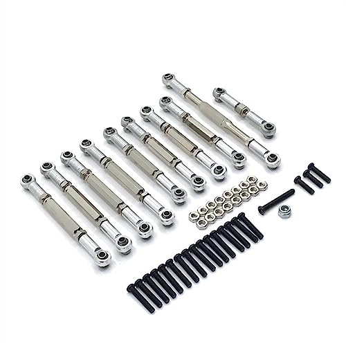 KLAPR Verstellbare Spurstange aus Metall für C14, C24, B14, B24, HengLong FeiYu RC Autoteile, Silber, 10 Stück KLAPR Verstellbare Spurstange aus Metall für C14, C24, B14, B24, HengLong FeiYu RC Autoteile, Silber, 10 Stück von KLAPR