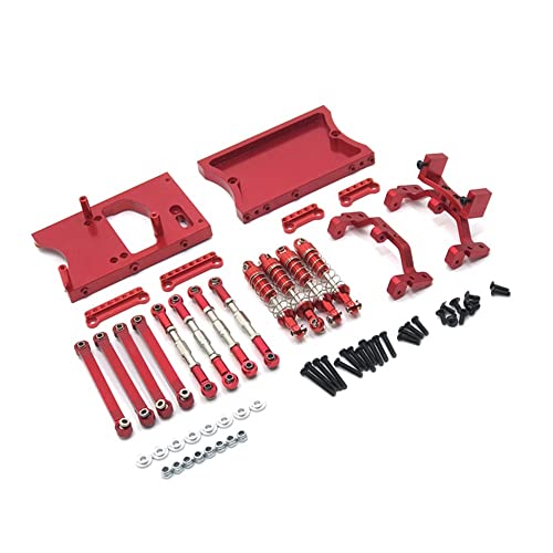 KLAPR for MN D90 MN98 MN99S Metall Chassis Zugstangen Servo Halterung Stoßdämpfer Strahl Set 1/12 RC Auto Upgrades Teile Spielzeug-Ersatzzubehör (Color : Rood) von KLAPR