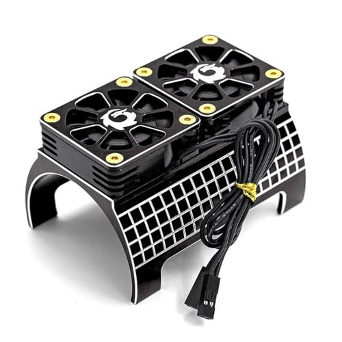Metall-Dual-Kühlventilator 4985 1717 Motorkühlkörper für 1/5 Traxxas X-Maxx 6S 8S Arrma Kraton Outcast RC Auto-Upgrade-Teile (Farbe: Nero) von KLAPR