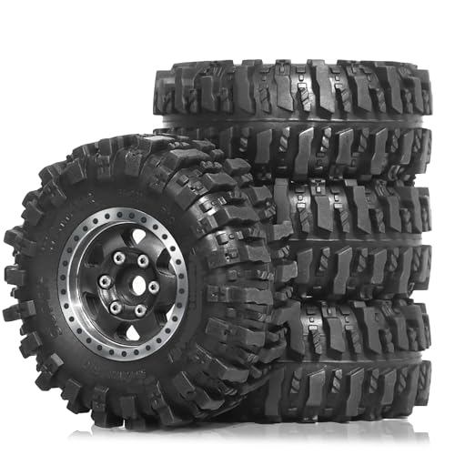 KLHYTGFA 4 STÜCKE for 1/24 1/18 RC Crawler Reifen und Beadlock Räder Felgen Offset -2,5mm for 1:24 1:18 Auto Axial SCX24 FMS AX24 FCX18 FCX24 TRX4M(Zwart) von KLHYTGFA