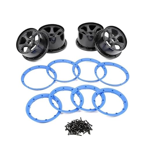 KLHYTGFA Kunststoff-Radnaben- und Felgensatz der vierten Generation, passend for 1/5 HPI RO-Fun BA-HA ROV-AN KM Baja 5B 5T 5SC for RC-Autospielzeug-Spieleteile(Blauw) von KLHYTGFA