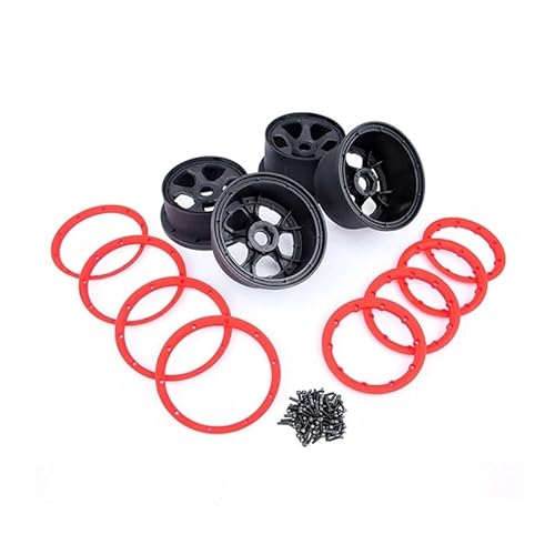 KLHYTGFA Kunststoff-Radnaben- und Felgensatz der vierten Generation, passend for 1/5 HPI RO-Fun BA-HA ROV-AN KM Baja 5B 5T 5SC for RC-Autospielzeug-Spieleteile(Rood) von KLHYTGFA