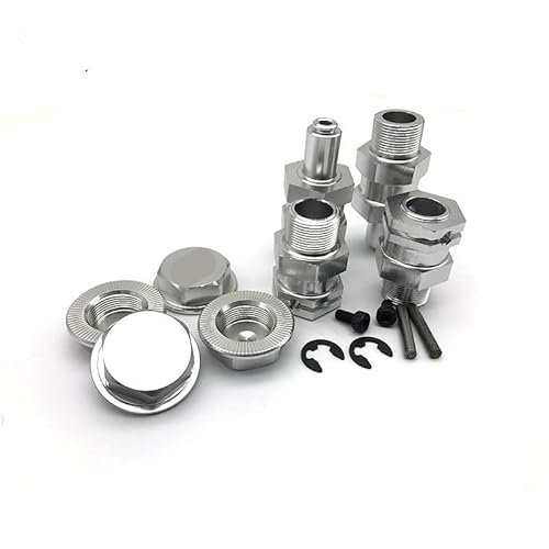 KLHYTGFA Vorne Hinten 24mm Hex Hub Achse mit Rad Mutter 4 Teile/Satz for 1/5 RC HPI ROF-UN BA-HA KM RO-Van BA-JA 5B 5T 5SC LKW Teile(Silver) von KLHYTGFA