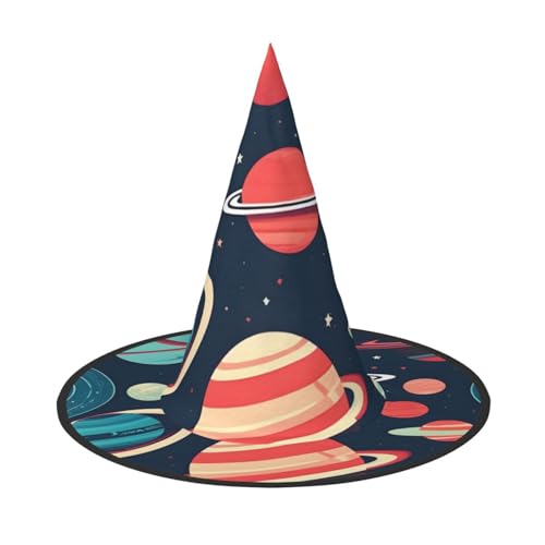 Hexenhut für Erwachsene und Jugendliche, Motiv: Weltraumplaneten, Unisex, Halloween, für Partys, Karneval, Kostüme Hexenhut für Erwachsene und Jugendliche, Motiv: Weltraumplaneten, Unisex, Halloween, für Partys, Karneval, Kostüme von KLJnmbb