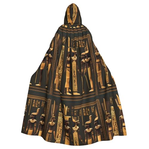 KLJnmbb Antiker ägyptischer Hieroglyphen-Druck, Halloween-Kapuzenumhang mit lebendiger voller Länge, Erwachsenenkostüm, Unisex, Cosplay-Kostüm von KLJnmbb