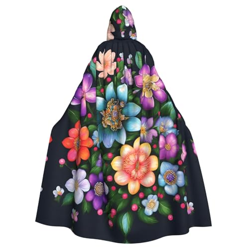 KLJnmbb Blumen-Diamantgemälde-Druck, Halloween-Kapuzenumhang mit lebendiger voller Länge, Erwachsene, Unisex, Cosplay-Kostüm von KLJnmbb