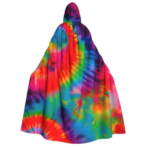 KLJnmbb Buntes Batikmuster, Kapuzenumhang, Cosplay, Erwachsene, Halloween, Weihnachten, Karneval, Themenpartys, vielseitig einsetzbar von KLJnmbb