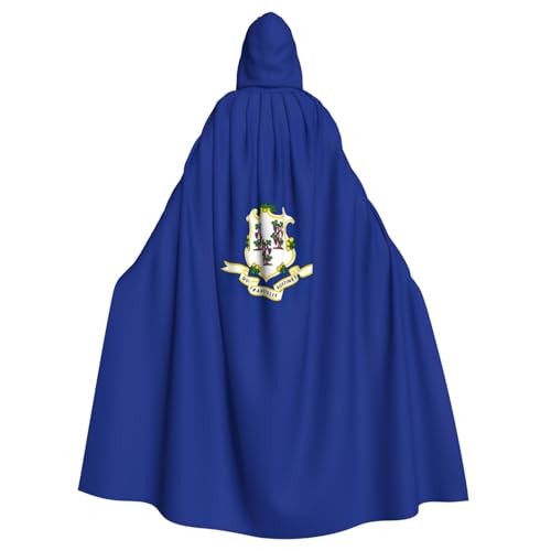 KLJnmbb Connecticut Halloween-Kapuzenumhang mit Staatsflagge, lebendig, volle Länge, Cosplay-Kostüm für Erwachsene von KLJnmbb