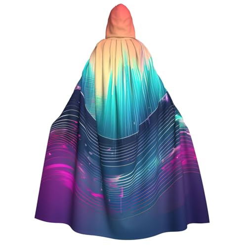 KLJnmbb Coole Musik Sound Wave Print Kapuzenumhang Cosplay Erwachsene Halloween Weihnachten Karneval Mottopartys vielseitig einsetzbar von KLJnmbb