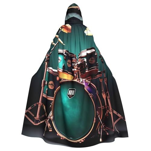 KLJnmbb Cooles Schlagzeug-Set, Halloween-Kapuzenumhang mit lebendiger voller Länge, Erwachsene, Unisex, Cosplay-Kostüm von KLJnmbb