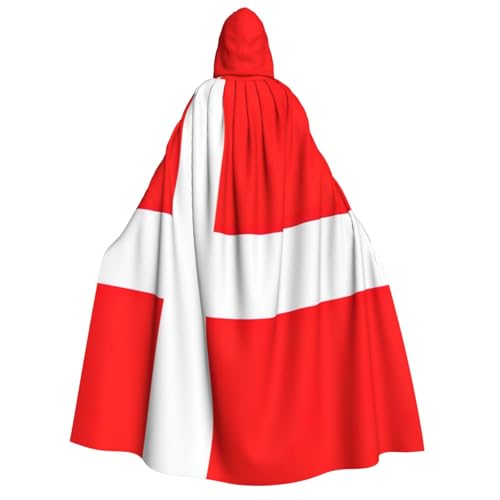 KLJnmbb Dänemark, dänische Flagge, Druck, Kapuzenumhang, Cosplay, Erwachsene, Halloween, Weihnachten, Karneval, Themenpartys, vielseitig einsetzbar von KLJnmbb