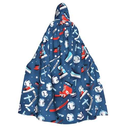 KLJnmbb Eishockey-Druck, Halloween-Kapuzenumhang mit lebendiger voller Länge, für Erwachsene, Unisex, Cosplay-Kostüm von KLJnmbb