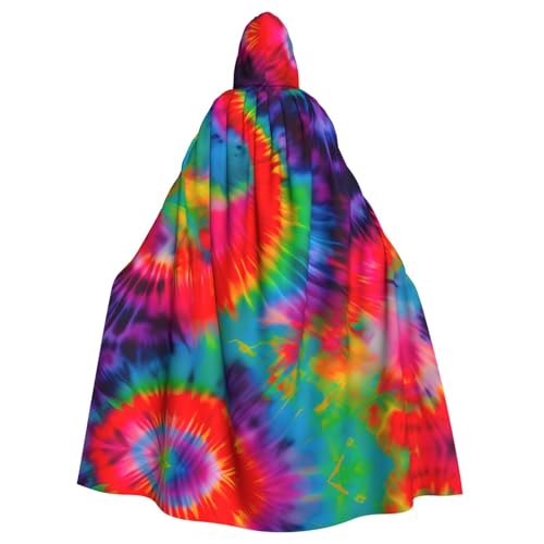 KLJnmbb Farbenfroher Batikmuster-Druck, Halloween-Kapuzenumhang mit lebendiger voller Länge, für Erwachsene, Unisex, Cosplay-Kostüm von KLJnmbb
