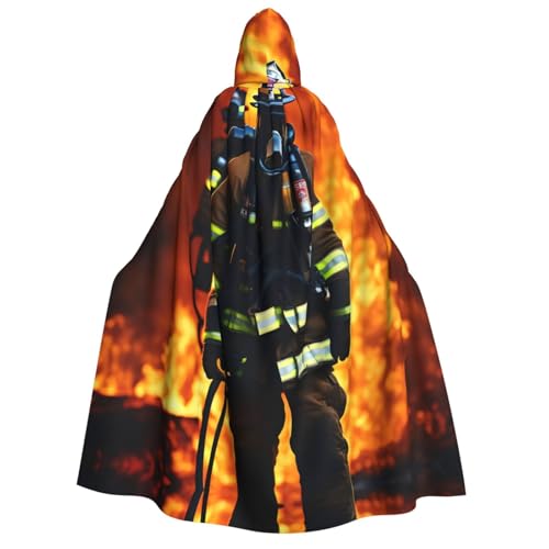KLJnmbb Feuerwehrmann Feuerwehrmann Flamme Druck Kapuzenumhang Cosplay Erwachsene Halloween Weihnachten Karneval Themenpartys vielseitig von KLJnmbb