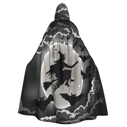 KLJnmbb Halloween-Hexen-Aufdruck, Halloween-Kapuzenumhang mit lebendiger voller Länge, Erwachsene, Unisex, Cosplay-Kostüm von KLJnmbb