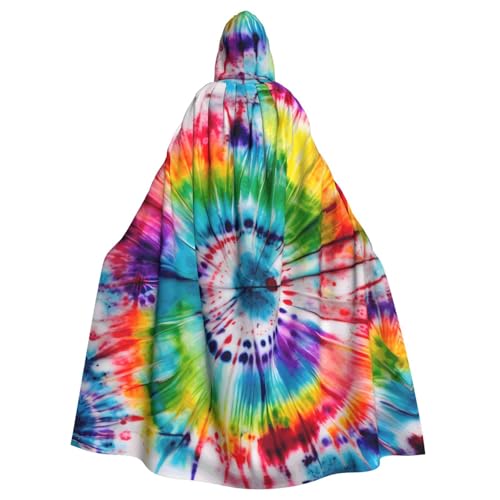 KLJnmbb Halloween-Kapuzenumhang mit Batikfärbung, Hippie-Druck, lebendig, volle Länge, Erwachsene, Unisex, Cosplay-Kostüm von KLJnmbb