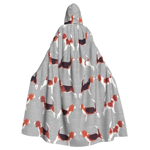 KLJnmbb Halloween-Kapuzenumhang mit Beagle-Muster und lebhaftem Erwachsenenmotiv, Unisex, Cosplay-Kostüm von KLJnmbb