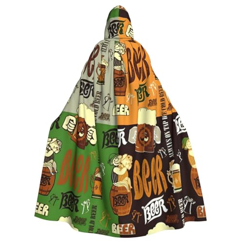 KLJnmbb Halloween-Kapuzenumhang mit Bier-Druck, lebendig, volle Länge, Erwachsene, Unisex, Cosplay-Kostüm von KLJnmbb