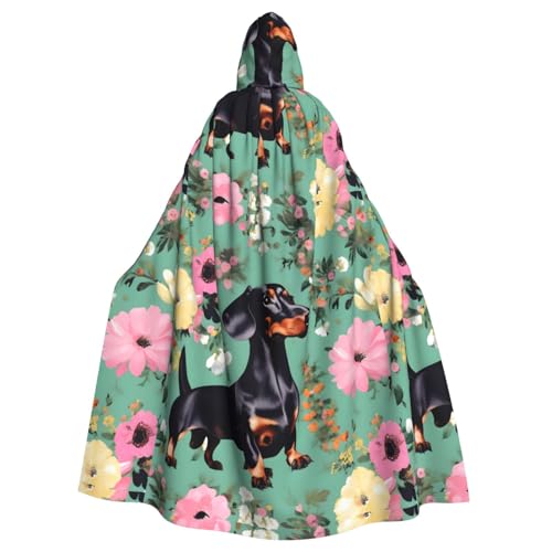 KLJnmbb Halloween-Kapuzenumhang mit Dackel-Blumenmuster, lebendig, volle Länge, Cosplay-Kostüm für Erwachsene KLJnmbb Halloween-Kapuzenumhang mit Dackel-Blumenmuster, lebendig, volle Länge, Cosplay-Kostüm für Erwachsene von KLJnmbb
