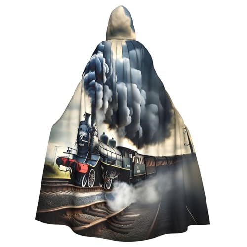 KLJnmbb Halloween-Kapuzenumhang mit Dampfzug und Wolken-Druck, lebendig, volle Länge, Erwachsene, Unisex, Cosplay-Kostüm von KLJnmbb