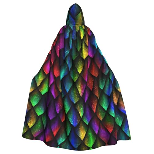 KLJnmbb Halloween-Kapuzenumhang mit Drachen-Schuppen-Druck, lebendig, volle Länge, Erwachsene, Unisex, Cosplay-Kostüm von KLJnmbb
