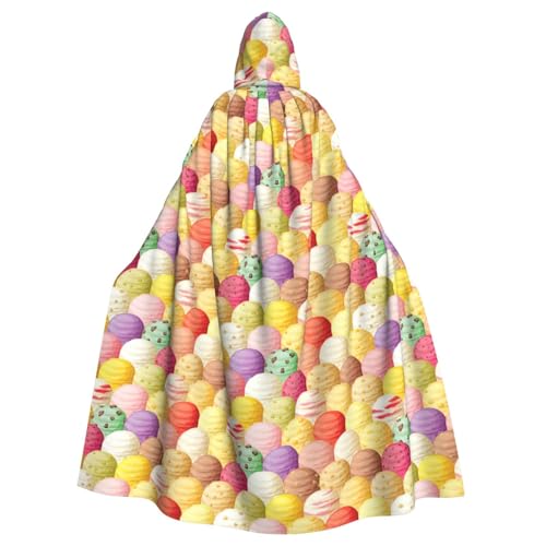 KLJnmbb Halloween-Kapuzenumhang mit Eiscreme-Aufdruck, voller Länge, Unisex, Cosplay-Kostüm für Erwachsene von KLJnmbb