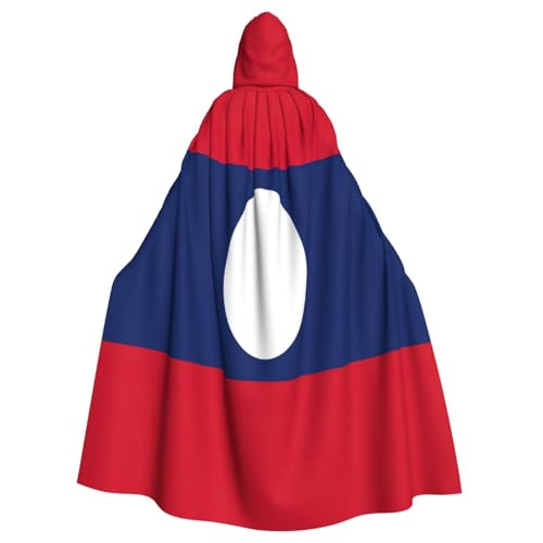 KLJnmbb Halloween-Kapuzenumhang mit Flagge von Laos, mit lebendiger voller Länge, Unisex, Cosplay-Kostüm für Erwachsene von KLJnmbb