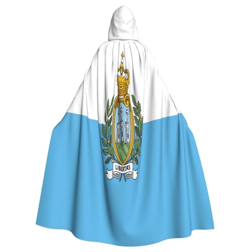 KLJnmbb Halloween-Kapuzenumhang mit Flagge von San Marino, mit lebendiger voller Länge, Unisex, Cosplay-Kostüm für Erwachsene von KLJnmbb